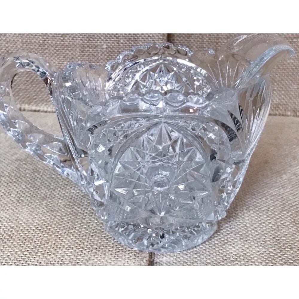 Vintage Imperial Pressed Glass Hobstar And Arches Clear Creamer Fairycore AS IS - Picture 2 of 9